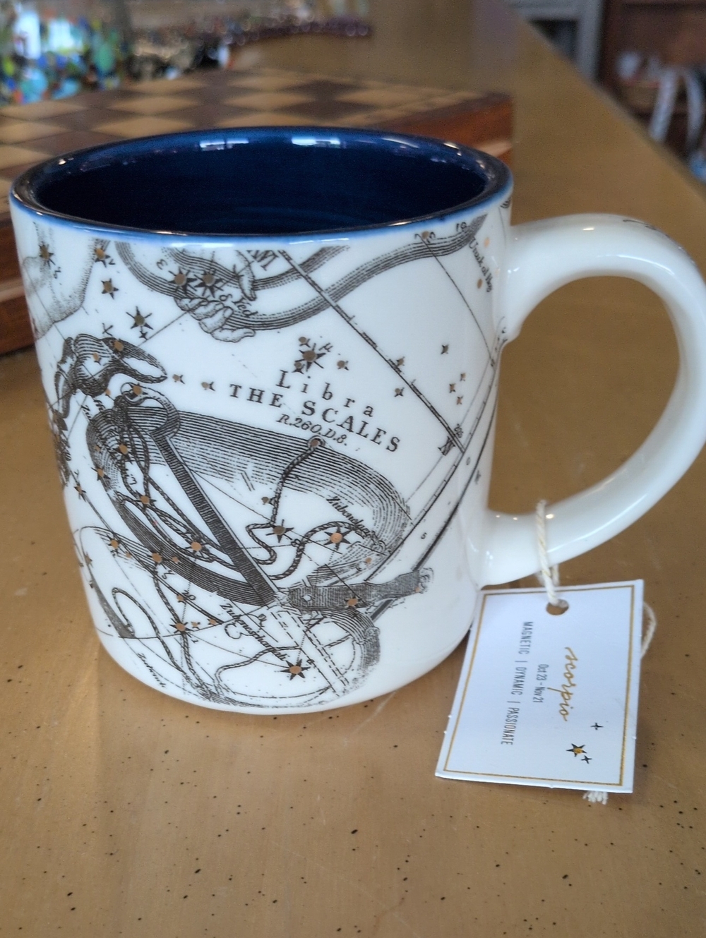 Salt And Earth For Anthro: Scorpio Constellation Ceramic Mug with Navy Interior